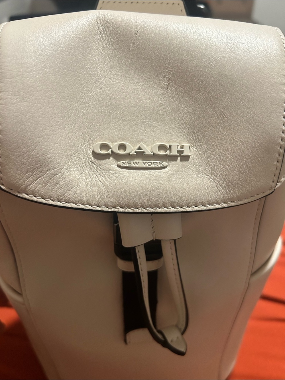 Coach Leather Mini Backpack in Cream